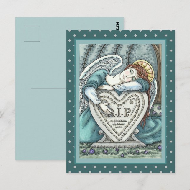 LIEBE GARDISCHE ANGEL, FRIEDHOF MOURNING ART RIP POSTKARTE (Vorne/Hinten)