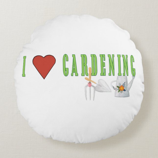Liebe Gartenarbeit Rundes Kissen (Vorderseite)
