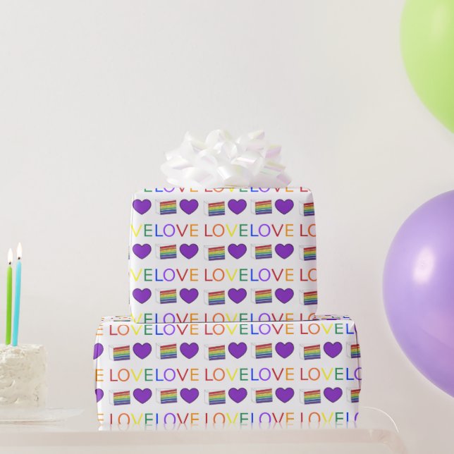 LIEBE Gay Pride Rainbow Cake Lila Heart LGBTQ Geschenkpapier (Partygeschenke)