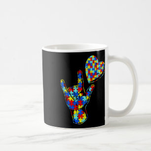 Liebe Gebärdensprache Autismus Bewusstsein Puzzle Kaffeetasse