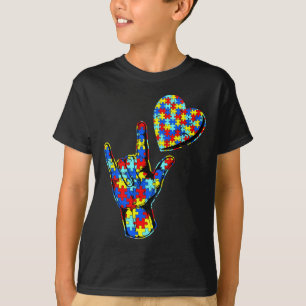 Liebe Gebärdensprache Autismus Bewusstsein Puzzle T-Shirt