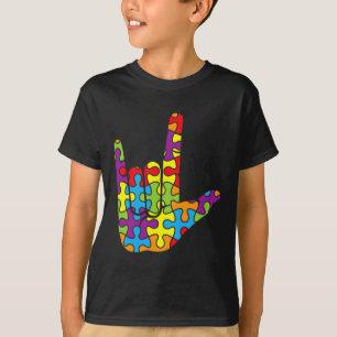Liebe Gebärdensprache Autistisches Puzzle Autismus T-Shirt