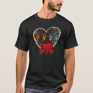 Liebe Gebärdensprache Blumenherz Tod Mute Eheschli T-Shirt