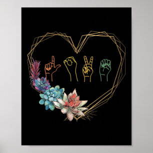 Liebe Gebärdensprache Blumenkohl Asl Valentinstag Poster