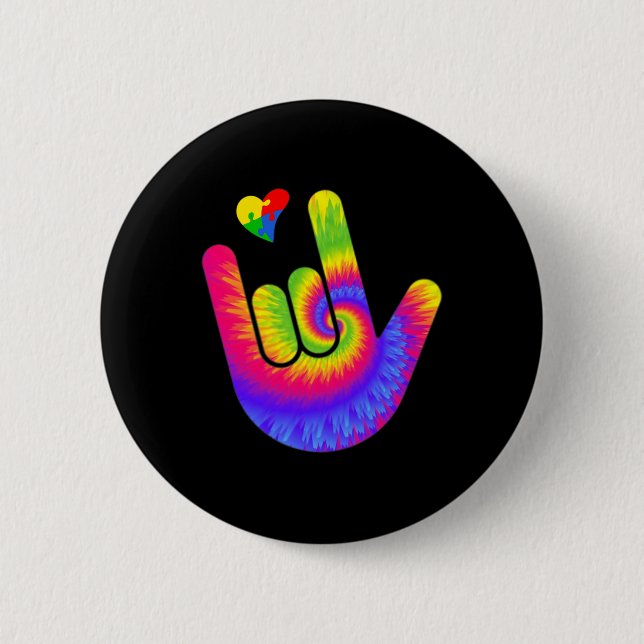 Liebe Gebärdensprache Handautismus Bewusstsein Her Button (Vorderseite)