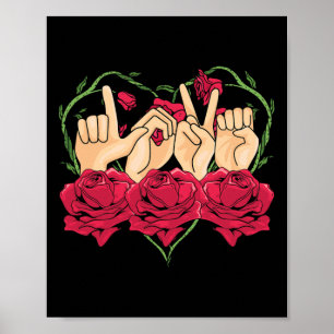 Liebe Gebärdensprache Rose Herz Asl Bewusstsein Ge Poster