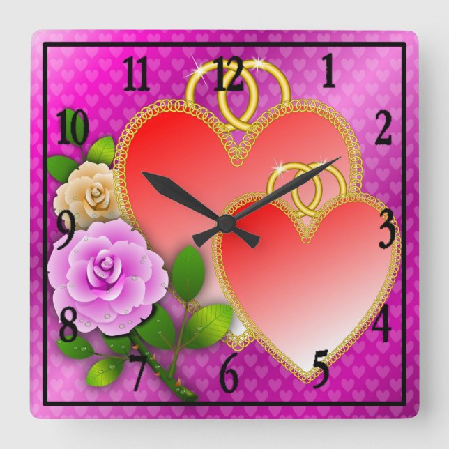 Liebe - Gebilde - 20362 Quadratische Wanduhr (Vorderseite)