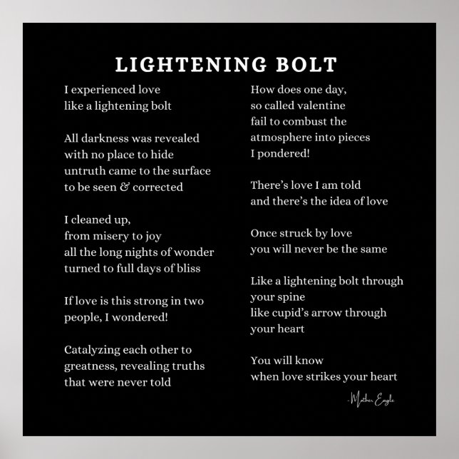 Liebe-Gedicht "Lighting Blitz" schwarz Poster (Vorne)