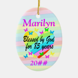 LIEBE GEFÜLLT 85. GEBURTSTAG PERSONALISIERTE ORNAM KERAMIK ORNAMENT