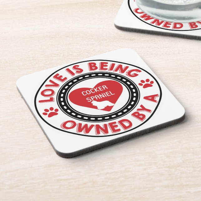 Liebe gehört einem Cocker Spaniel Getränkeuntersetzer (Linke Seite)