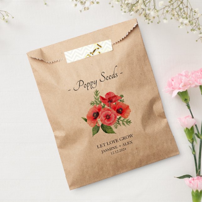 Liebe gelassen Mohn Gastgeschenk Hochzeit Tasche Geschenktütchen (Versiegelt)