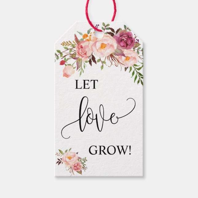 Liebe gelassen Pflanze Geschenk Rosa Blumengeschen Geschenkanhänger (Vorderseite)