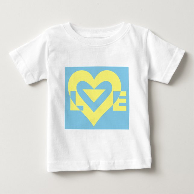 Liebe gelb auf blau baby t-shirt (Vorderseite)