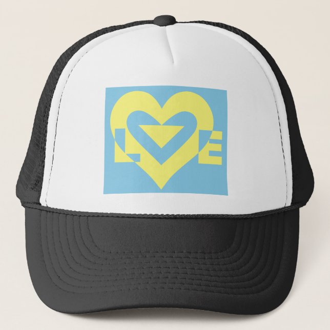 Liebe gelb auf blau truckerkappe (Vorderseite)