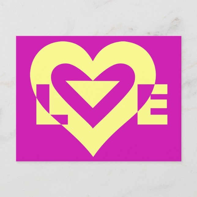 Liebe Gelb auf Lila Postkarte (Vorderseite)