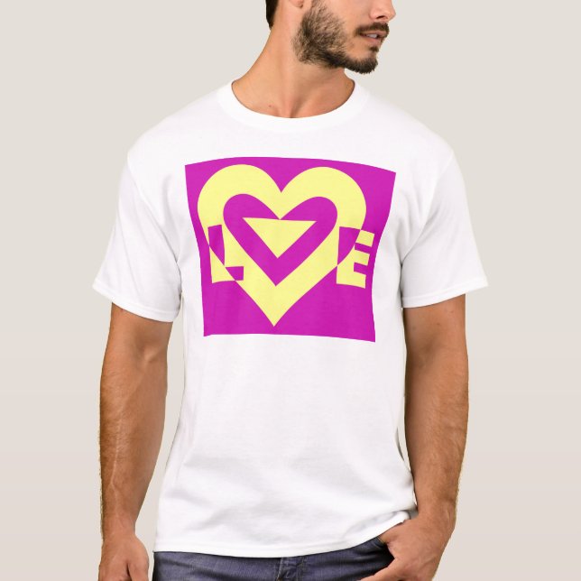 Liebe Gelb auf Lila T-Shirt (Vorderseite)
