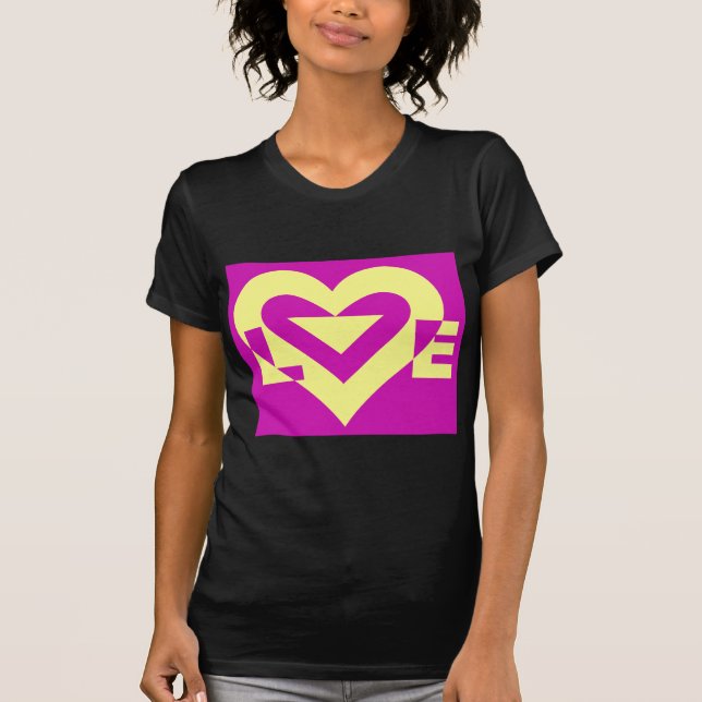 Liebe Gelb auf Lila T-Shirt (Vorderseite)