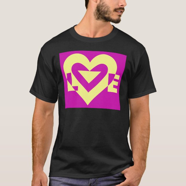 Liebe Gelb auf Lila T-Shirt (Vorderseite)