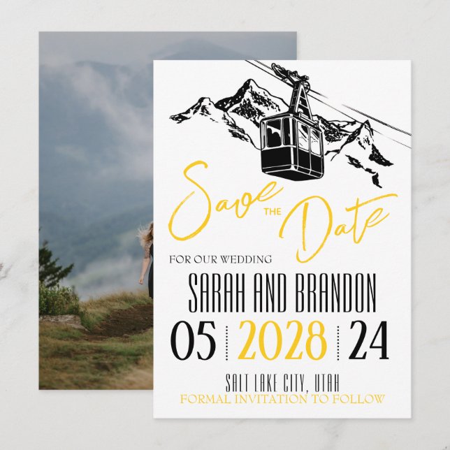 Liebe gelb save the date (Vorne/Hinten)