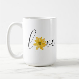 Liebe Gelbe Blume Groovy Hippie Handwriting Kaffeetasse