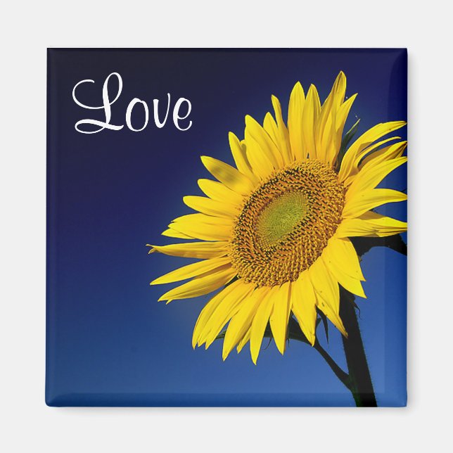 Liebe Gelbe Sonnenblume mit blauem Himmelsmotiv Magnet (Vorne)