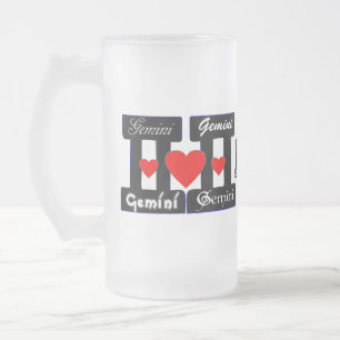 ♊ Liebe Gemini-Zodiac-Mattiert-Bier Mattglas Bierglas