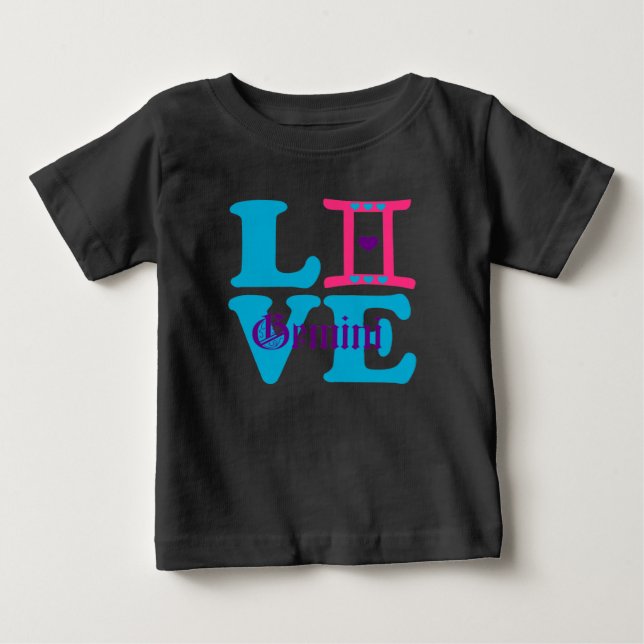 ♊ Liebe Gemini-Zodiac Sign Raglan Baseball Baby T-shirt (Vorderseite)