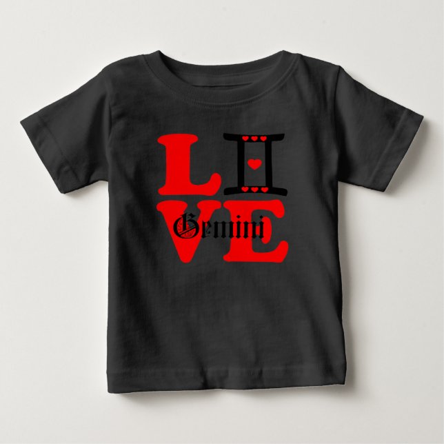 ♊ Liebe Gemini-Zodiac Sign Raglan Baseball Baby T-shirt (Vorderseite)