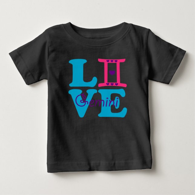 ♊ Liebe Gemini-Zodiac Sign Raglan Baseball Baby T-shirt (Vorderseite)