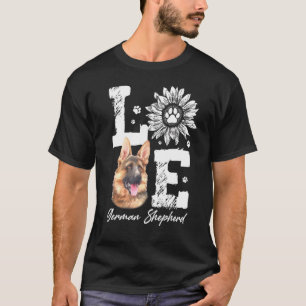 Liebe German Shepherd Dog Paw Sonnenblume T-Shirt