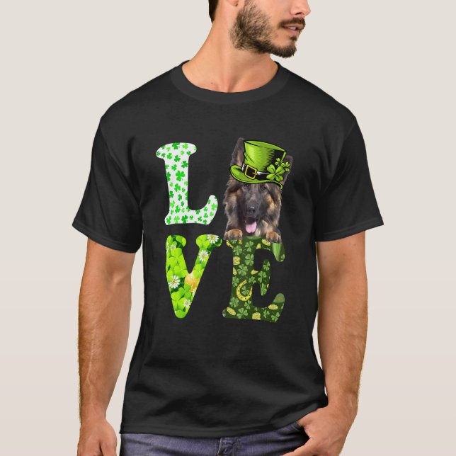 Liebe German Shepherd St Patrick's Day Kleeblatt I T-Shirt (Vorderseite)