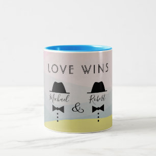 Liebe Gewinnt Buntes Schwules Pride Zweifarbige Tasse