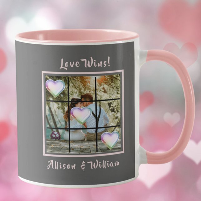 Liebe gewinnt Foto Names Hearts Valentine Tasse (Von Creator hochgeladen)