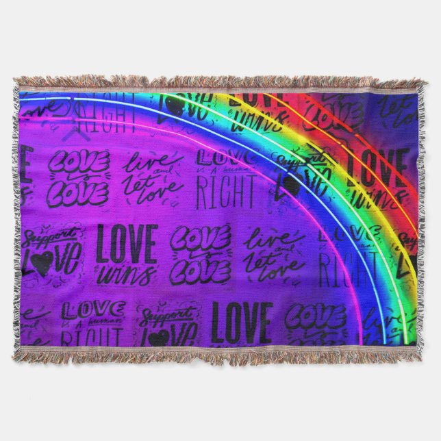 Liebe gewinnt Gay Pride LBGQT Regenbogen Decke (Vorderseite)