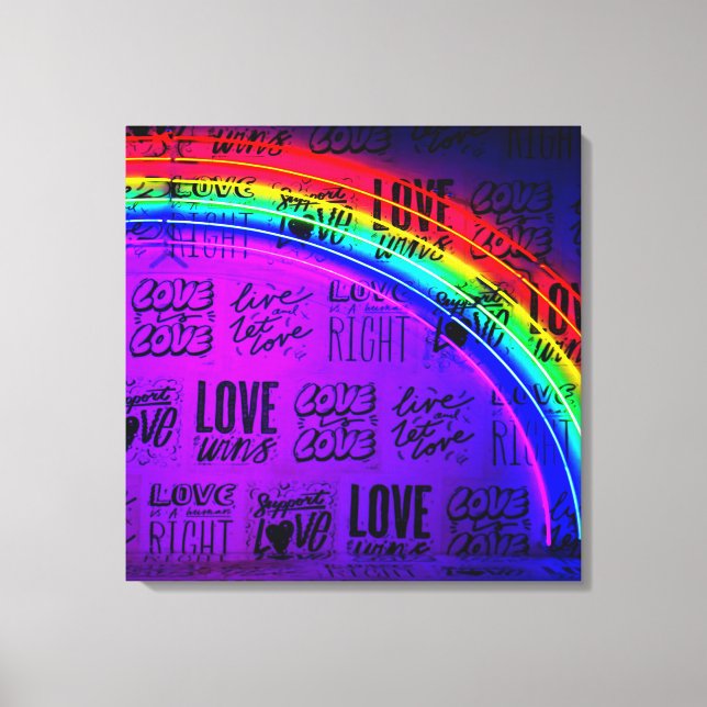 Liebe gewinnt Gay Pride LBGQT Regenbogen Leinwanddruck (Vorderseite)