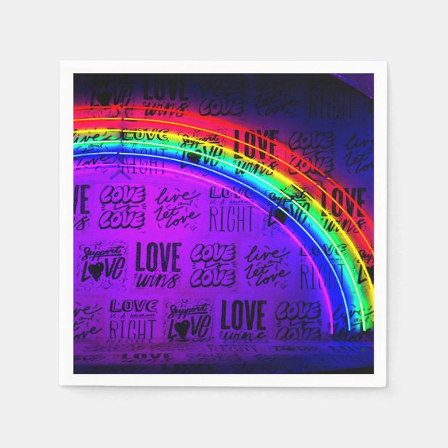Liebe gewinnt Gay Pride LBGQT Regenbogen Serviette (Vorderseite)