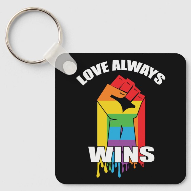 Liebe gewinnt immer Gay LGBT Schlüsselanhänger (Vorderseite)