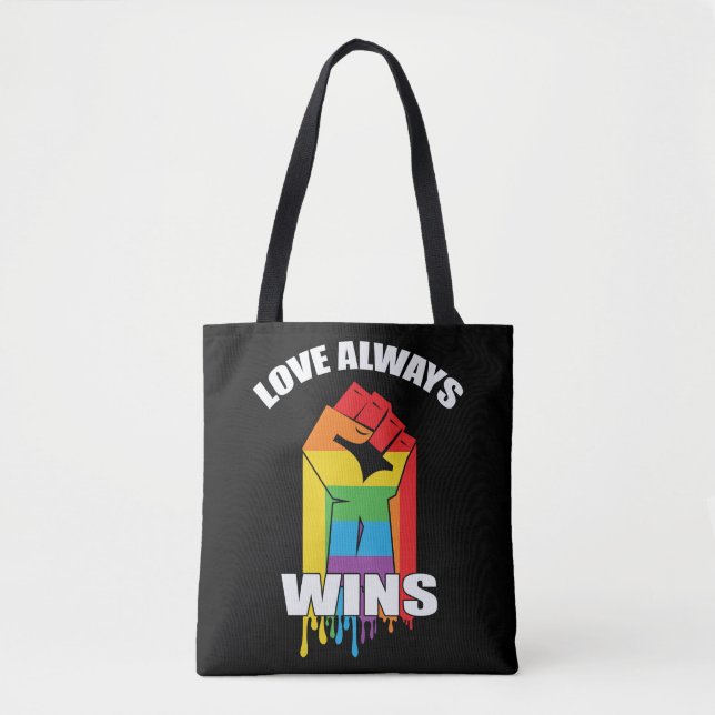 Liebe gewinnt immer Gay LGBT Tasche (Vorderseite)