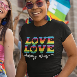 Liebe gewinnt immer Retro-Schriftart lgbtqia Regen T-Shirt