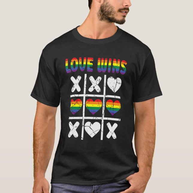 Liebe gewinnt Lgbtq Ally Tic Tac Toe Pride Month R T-Shirt (Vorderseite)