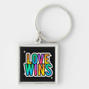 Liebe gewinnt. LGBTQ+Pride Regenbogen. Schlüsselan Schlüsselanhänger