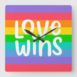 Liebe gewinnt quadratische wanduhr