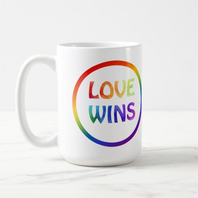 Liebe gewinnt Regenbogen-Prix Kaffeetasse (Links)