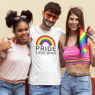 Liebe gewinnt Regenbogenfarben LGBTQ-Gay Pride T-Shirt