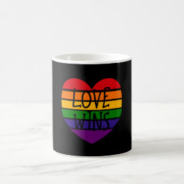 Liebe gewinnt Regenbogenherz Kaffeetasse