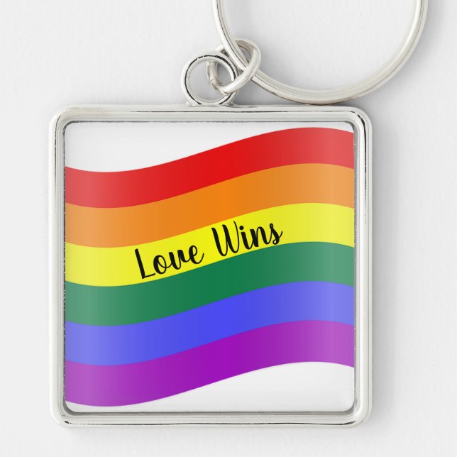 Liebe gewinnt Regenbogenstreifen Schlüsselanhänger (Vorne)