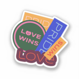 Liebe gewinnt. Stolz. Stolz gewinnt. LGBT+Stolz Aufkleber