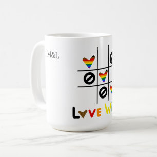 Liebe Gewinnt Tic Tac Toe LGBT Individuelles Datum Kaffeetasse