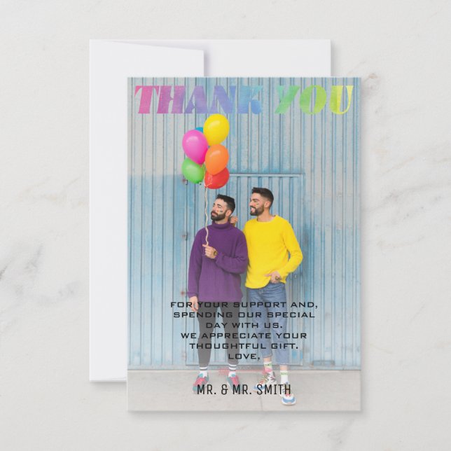 Liebe gewinnt Wasserfarbe Regenbogen Foto Dankeskarte (Vorderseite)