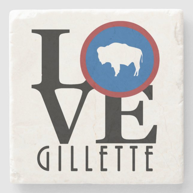 LIEBE Gillette Wyoming Steinuntersetzer (Vorderseite)
